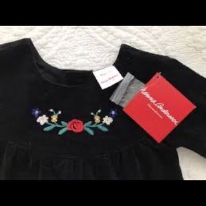 HANNA ANDERSSON SNO HAPPY EMBROIDERED BABY TODDLER CHRISTMAS HOLIDAY DRESS BLACK